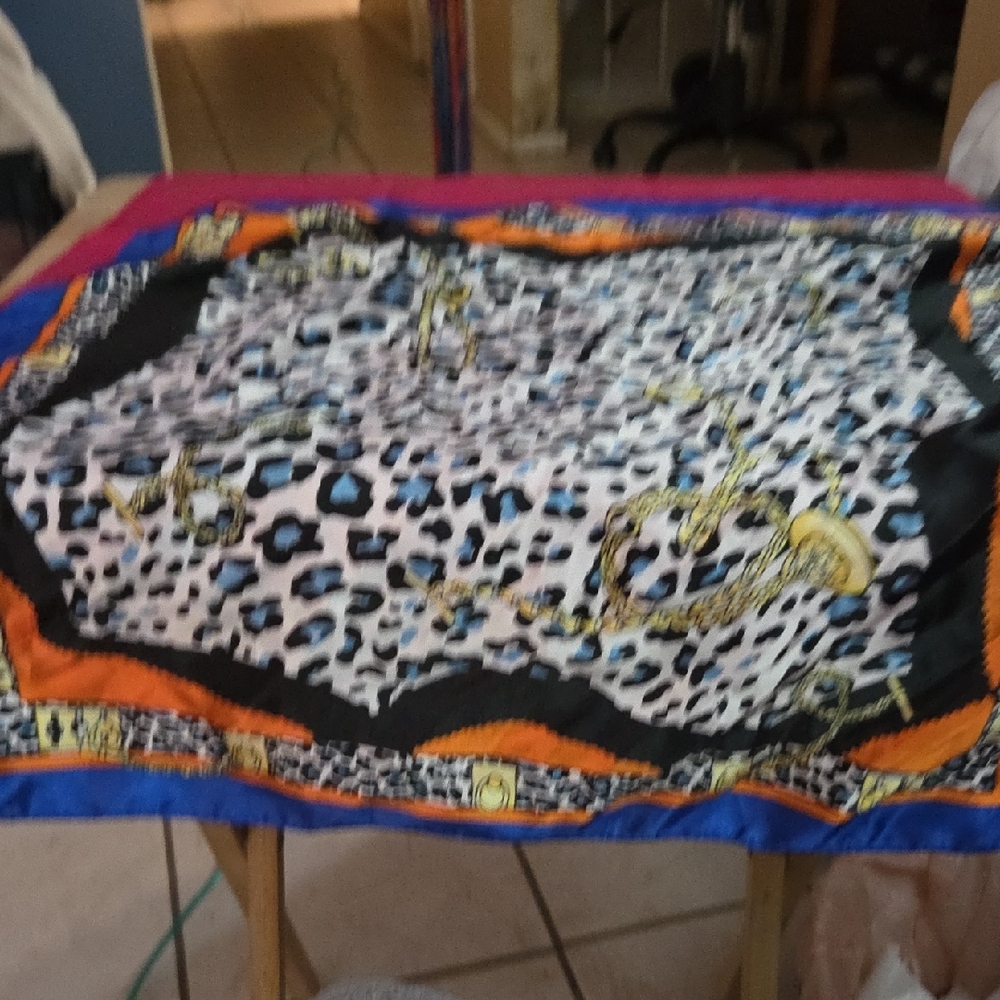 Scarf Leopard Print with Musical Instrument Design